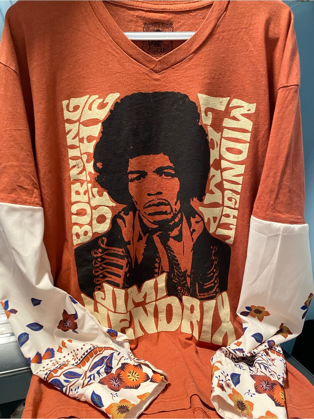 Upcycled Jimmy Hendrix floral top